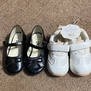 Toddler Black Mary Janes and White & Pink Sneakers